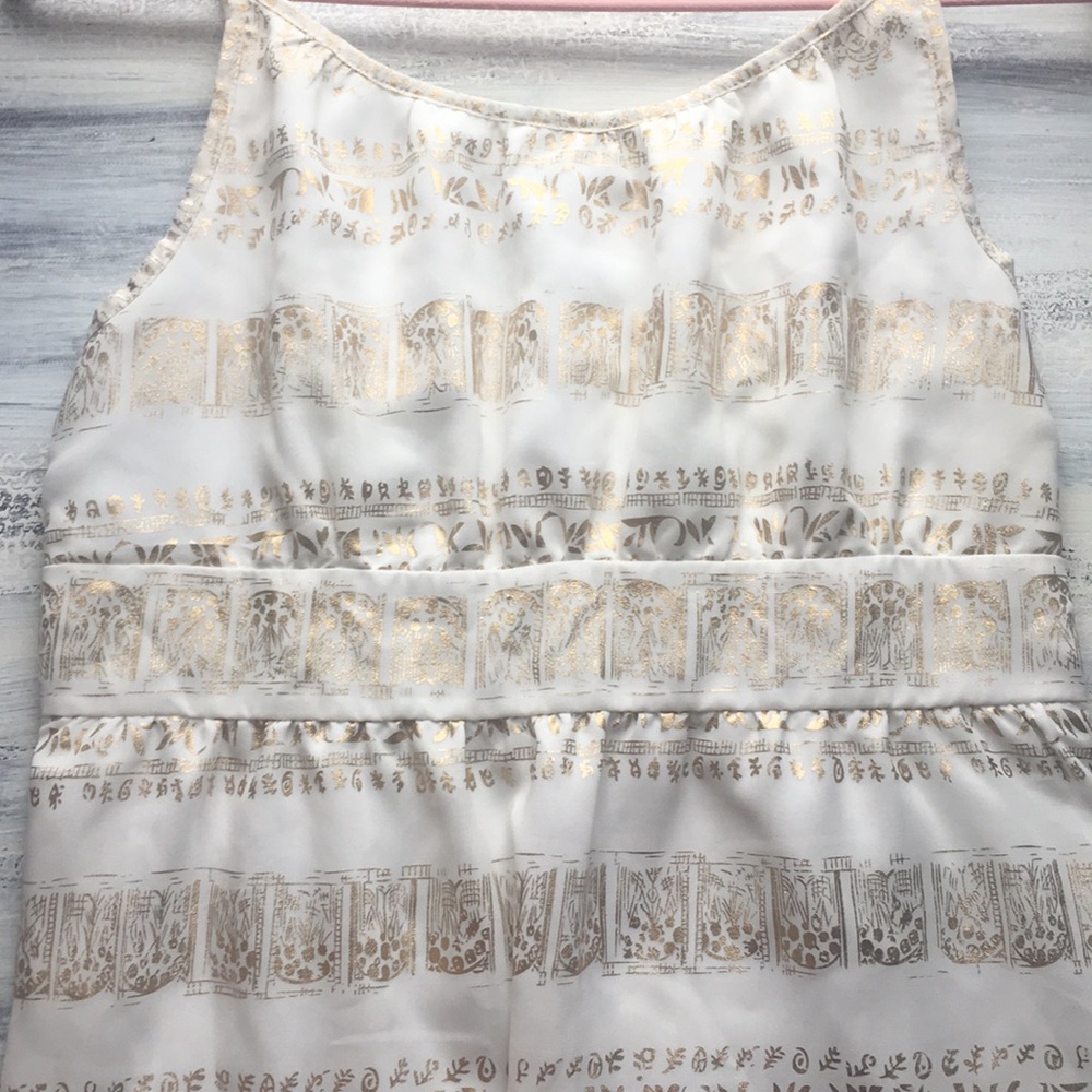 Dress with white with gold details.